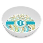 Teal Circles & Stripes Melamine Bowl - 8 oz (Personalized)