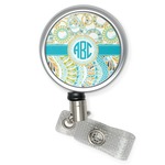 Teal Circles & Stripes Retractable Badge Reel (Personalized)