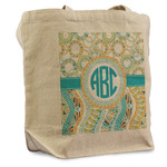 Teal Circles & Stripes Reusable Cotton Grocery Bag - Single (Personalized)