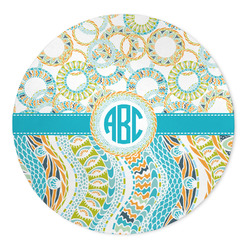 Teal Circles & Stripes 5' Round Indoor Area Rug (Personalized)