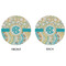 Teal Circles & Stripes Round Linen Placemats - APPROVAL (double sided)