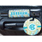 Teal Circles & Stripes Round Luggage Tag & Handle Wrap - In Context