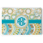 Teal Circles & Stripes Serving Tray w/ Monogram