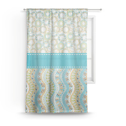 Teal Circles & Stripes Sheer Curtain - 50"x84"