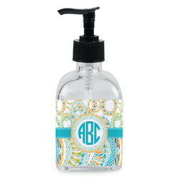 Teal Circles & Stripes Glass Soap & Lotion Bottle - Single Bottle (Personalized)