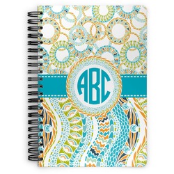 Teal Circles & Stripes Spiral Notebook - 7x10 w/ Monogram