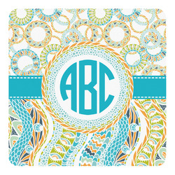 Teal Circles & Stripes Square Decal - Large (Personalized)