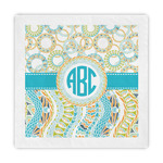 Teal Circles & Stripes Standard Decorative Napkins (Personalized)