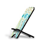 Teal Circles & Stripes Stylized Cell Phone Stand - Large (Personalized)