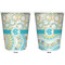 Teal Circles & Stripes Trash Can White - Front and Back - Apvl