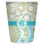 Teal Circles & Stripes Waste Basket (Personalized)