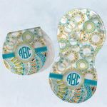 Teal Circles & Stripes Burp Pads - Velour - Set of 2 w/ Monogram