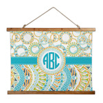 Teal Circles & Stripes Wall Hanging Tapestry - Wide (Personalized)