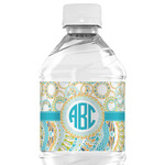 Teal Circles & Stripes Water Bottle Labels - Custom Sized (Personalized)