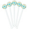 Teal Circles & Stripes White Plastic 5.5" Stir Stick - Fan View