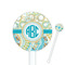 Teal Circles & Stripes White Plastic 5.5" Stir Stick - Round - Closeup