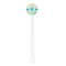 Teal Circles & Stripes White Plastic 5.5" Stir Stick - Round - Single Stick