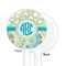 Teal Circles & Stripes White Plastic 5.5" Stir Stick - Single Sided - Round - Front & Back