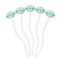 Teal Circles & Stripes White Plastic 7" Stir Stick - Oval - Fan