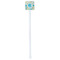 Teal Circles & Stripes White Plastic Stir Stick - Double Sided - Square - Single Stick