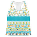 Teal Circles & Stripes Womens Racerback Tank Top - X Small