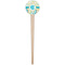 Teal Circles & Stripes Wooden 4" Food Pick - Round - Single Pick