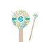 Teal Circles & Stripes Wooden 6" Stir Stick - Round - Closeup