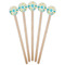 Teal Circles & Stripes Wooden 6" Stir Stick - Round - Fan View