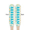 Teal Circles & Stripes Wooden Food Pick - Paddle - Double Sided - Front & Back