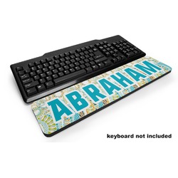 Teal Circles & Stripes Keyboard Wrist Rest (Personalized)