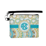 Teal Circles & Stripes Wristlet ID Case w/ Monogram