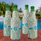 Teal Circles & Stripes Zipper Bottle Cooler - Set of 4 - LIFESTYLE