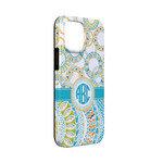 Teal Circles & Stripes iPhone Case - Rubber Lined - iPhone 13 Mini (Personalized)