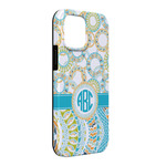 Teal Circles & Stripes iPhone Case - Rubber Lined - iPhone 13 Pro Max (Personalized)