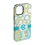 Teal Circles & Stripes iPhone Case - Rubber Lined - iPhone 15 Pro (Personalized)