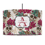 Sugar Skulls & Flowers 12" Drum Pendant Lamp - Fabric (Personalized)