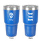 Sugar Skulls & Flowers 30 oz Stainless Steel Ringneck Tumbler - Blue - Double Sided - Front & Back