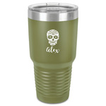 Sugar Skulls & Flowers 30 oz Stainless Steel Tumbler - Olive - Single-Sided (Personalized)