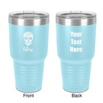 Sugar Skulls & Flowers 30 oz Stainless Steel Tumbler - Teal - Double-Sided (Personalized)