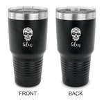 Sugar Skulls & Flowers 30 oz Stainless Steel Tumbler - Black - Double Sided (Personalized)