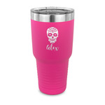 Sugar Skulls & Flowers 30 oz Stainless Steel Tumbler - Pink - Single Sided (Personalized)