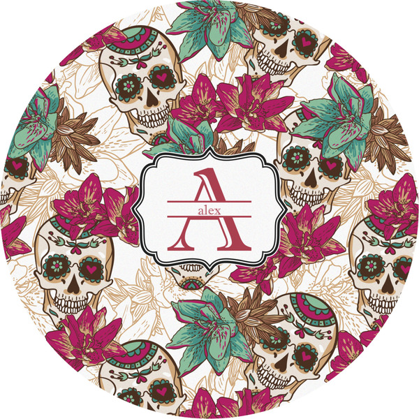 Custom Sugar Skulls & Flowers Multipurpose Round Labels - 4" (Personalized)