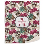 Sugar Skulls & Flowers Sherpa Throw Blanket (Personalized)