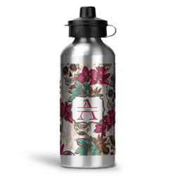 Sugar Skulls & Flowers Water Bottle - Aluminum - 20 oz (Personalized)