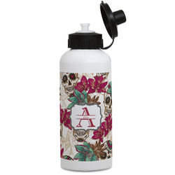 Sugar Skulls & Flowers Water Bottles - Aluminum - 20 oz - White (Personalized)