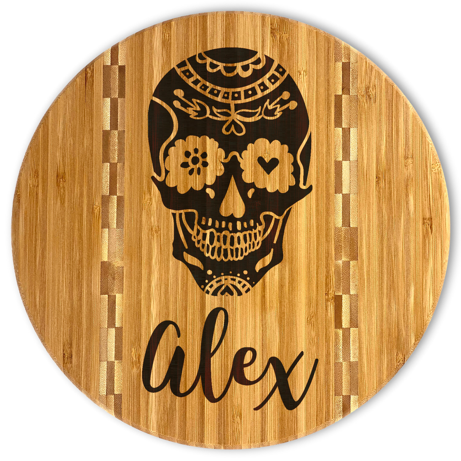 Sugar Skull Personalized Cutting Board,Wood Burned Custom Sugar Skull Bamboo Cutting Board, Personalized Flower factory Skull Cutting Block