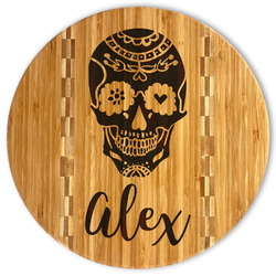 Sugar Skulls & Flowers Bamboo Cutting Board (Personalized)