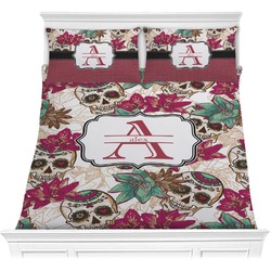 Sugar Skulls & Flowers Comforter Set - Full / Queen (Personalized)