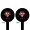 Sugar Skulls & Flowers Black Plastic 4" Food Pick - Round - Double Sided - Front & Back