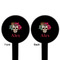 Sugar Skulls & Flowers Black Plastic 6" Food Pick - Round - Double Sided - Front & Back